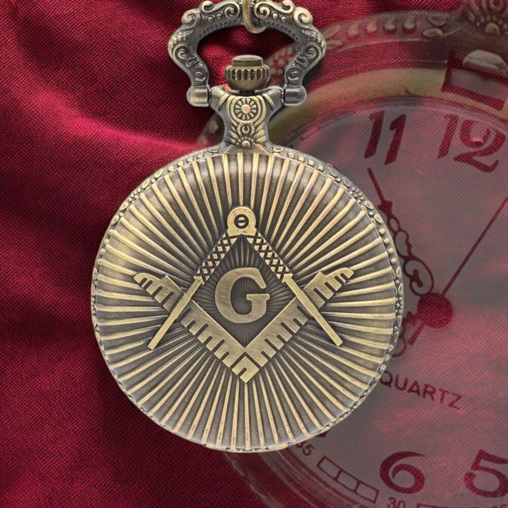 Freemason Pocket Watch NEW Gift for Mason Society Members Bronze Pocketwatch